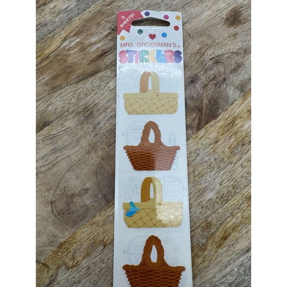NOS VTG Mrs. Grossman’s Basket Stickers 3 Sheets Easter Scrapbooking 90’s Weave - Picture 1 of 2